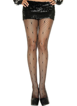 Collant en fine résille forme mini losange noir - MH5043BLK